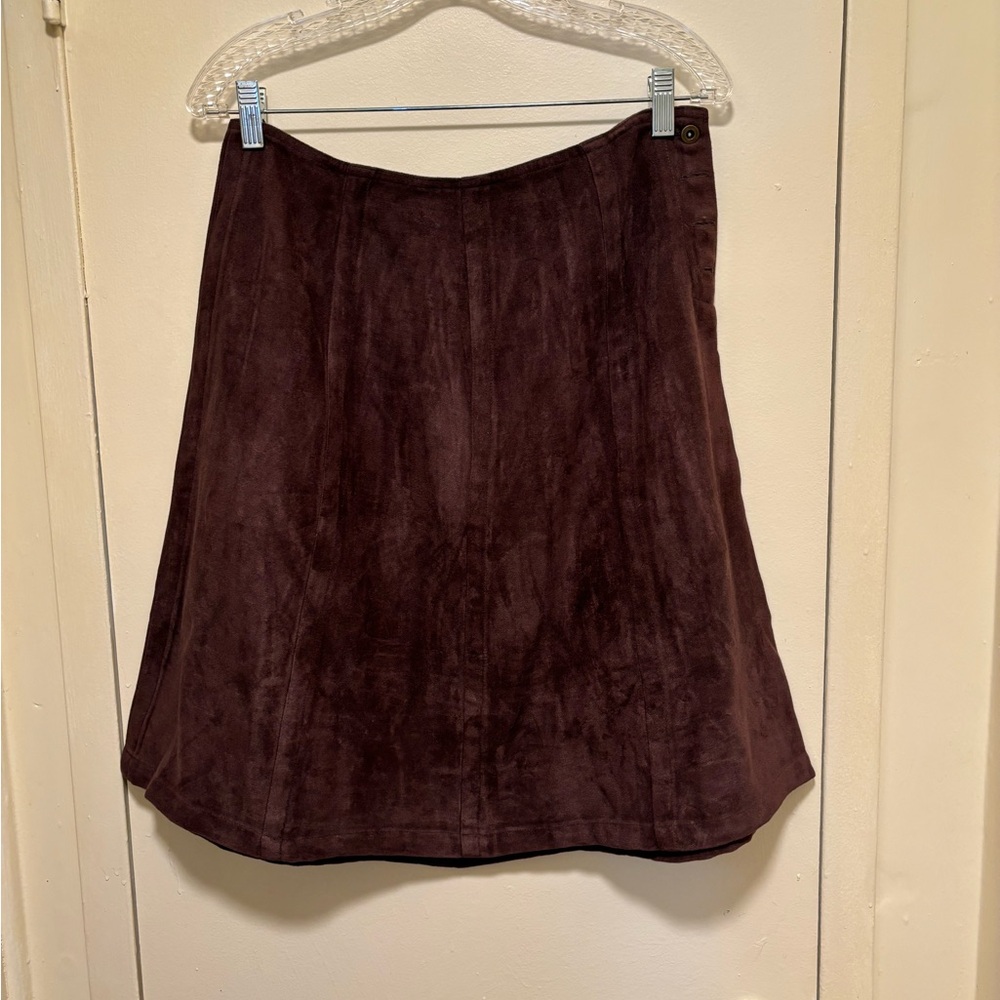Venessa Skirt Set with Long Sleeves and Stand Collar Women's Size M Dark Brown - Picture 8 of 15